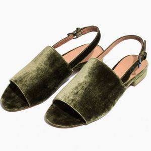 Madewell The Noelle Slingback Sandal Velvet green 8.5